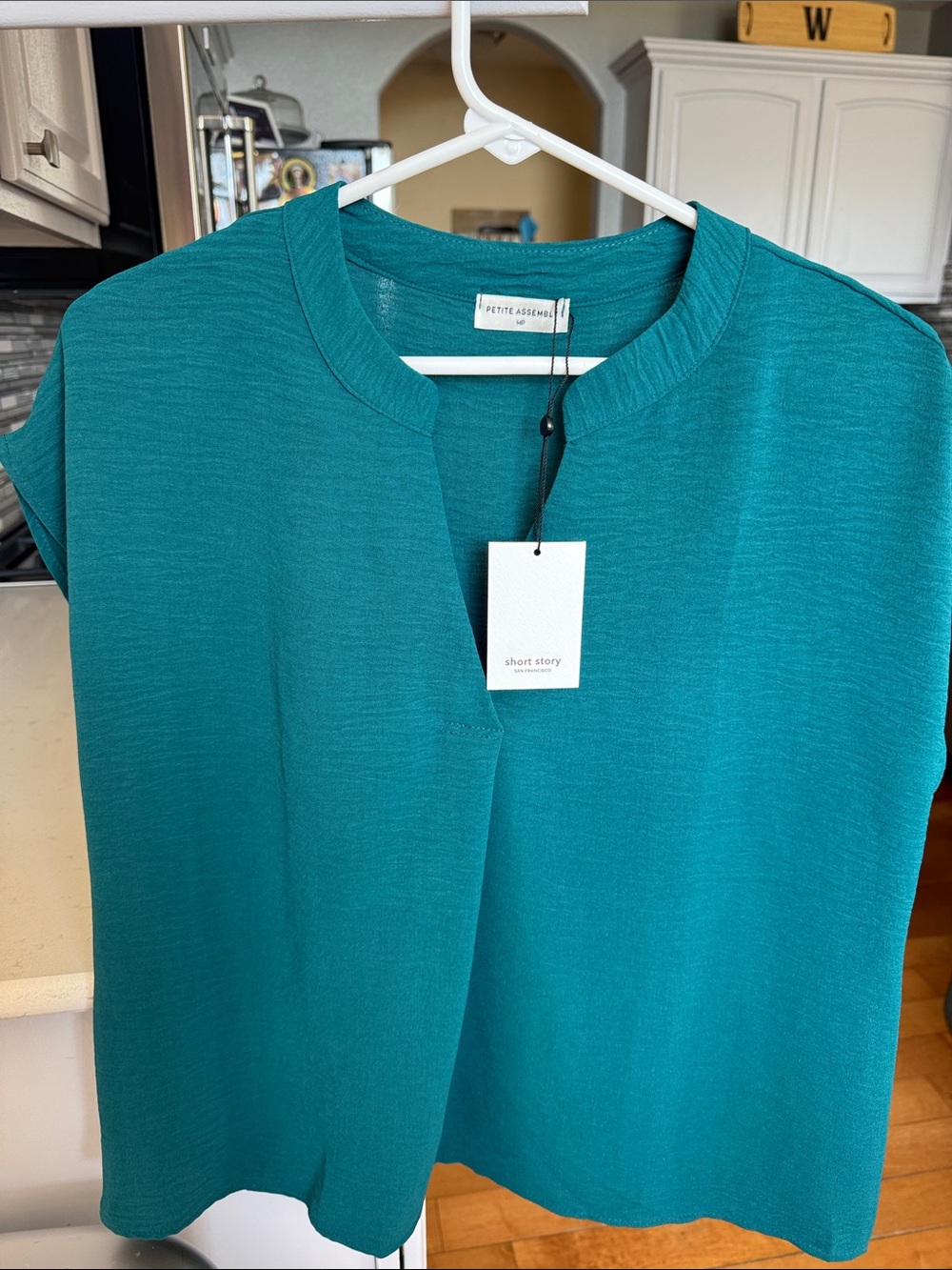 Teal Split-Neck Tunic Top